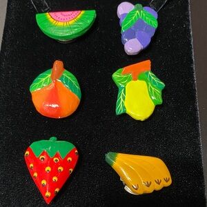 Vintage Nony New York Colorful wooden painted button covers Fruit-Themed Set